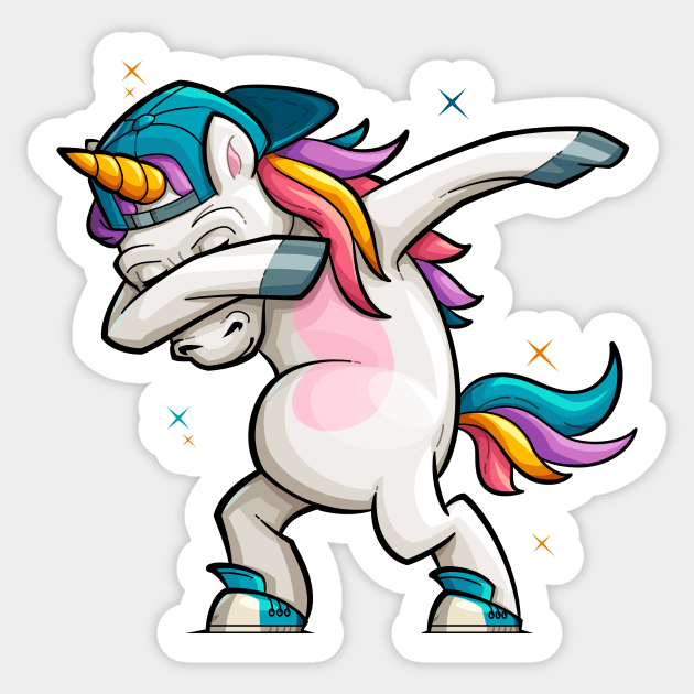 Cartoon Unicorn Dabbing Sticker by stonemask